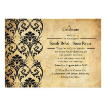 Invitación floral del boda del remolino del vintag