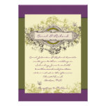 Invitación floral del boda del vintage verde púrpu