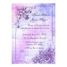 Invitación floral del boda - púrpura