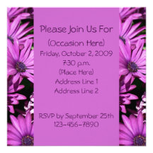Invitación floral del cuadrado púrpura de las marg