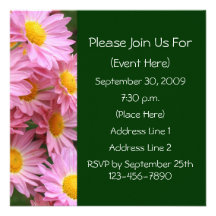 Invitación floral del cuadrado rosado de las marga