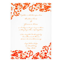 Invitación floral del naranja y blanca del boda