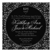 Invitación floral gótica del boda del monograma de