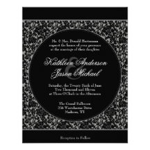 Invitación floral gótica del boda del monograma de