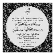 Invitación floral gótica del boda del monograma de