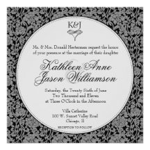 Invitación floral gótica del boda del monograma de