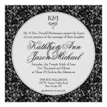 Invitación floral gótica del boda del monograma de