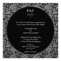 Invitación floral gótica del boda del monograma de