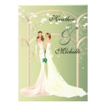 Invitación floral lesbiana del boda de dos novias