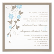 Invitación floral moderna del boda - aguamarina az