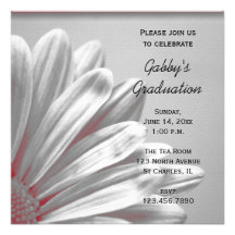 Invitación floral roja de la fiesta de graduación 