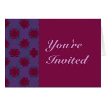 Invitación floral roja púrpura tarjetón