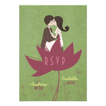 Invitación floreciente de RSVP del amor que se cas