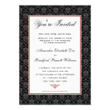 Invitación formal del boda del damasco elegante:: 