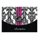 invitación fucsia del boda del damasco