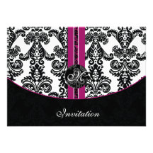 invitación fucsia del boda del damasco