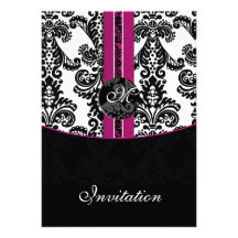 invitación fucsia del boda del damasco