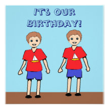 Invitación gemela del cumpleaños de los muchachos