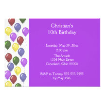 Invitación generosa de los globos (púrpura)