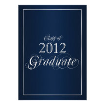 Invitación graduada azul y de la plata con clase 2