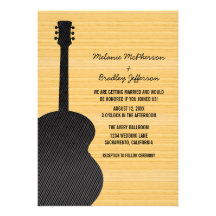 Invitación gris del boda de la guitarra del país
