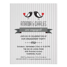 Invitación gris del fiesta de compromiso de los Lo