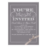 Invitación gris elegante del boda con la cinta