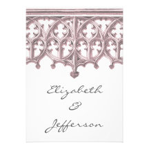 Invitación gris y rosada RSVP del boda de la cated