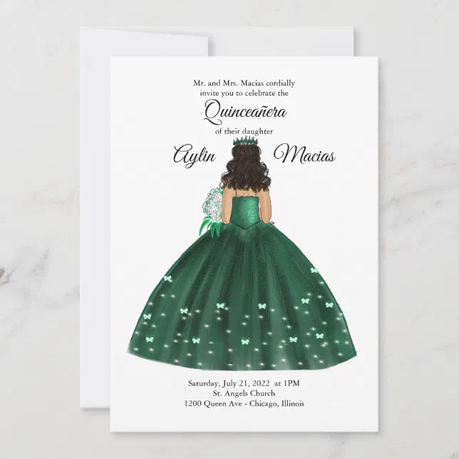 Invitación Guiso de Quinceanera verde esmeralda Zazzle es