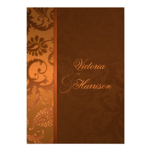 Invitación II del boda del damasco del cobre y de 