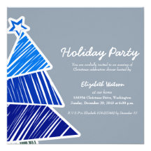 Invitación incompleta azul del árbol de navidad
