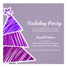 Invitación incompleta púrpura del árbol de navidad