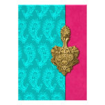 Invitación india del boda de los pavos reales de P