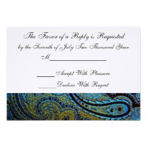 Invitación india RSVP del boda de Paisley del pavo invitaciones