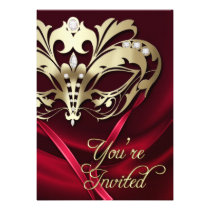 Invitación Jeweled rojo del fiesta de la mascarada invitaciones