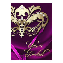 Invitación Jeweled rosa del fiesta de la mascarada invitaciones