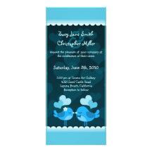 Invitación larga del boda de los pájaros del amor 