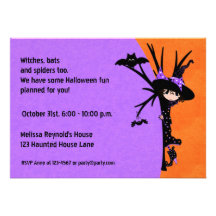 Invitación linda de Halloween de la bruja