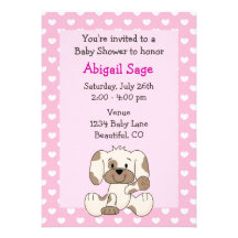 Invitación linda de la ducha de la niña del perrit