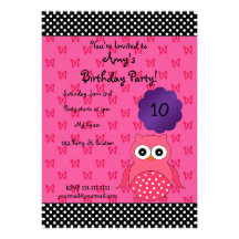 Invitación linda del cumpleaños del búho
