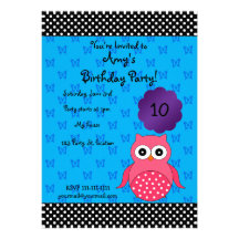 Invitación linda del cumpleaños del búho