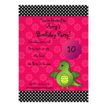 Invitación linda del cumpleaños del dragón