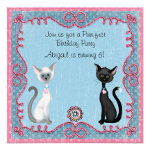 Invitación linda del cumpleaños del gato del gatit