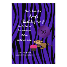 Invitación linda del cumpleaños del mono