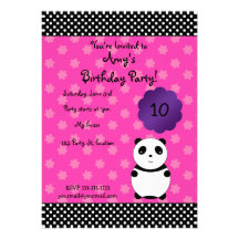 Invitación linda del cumpleaños del oso de panda