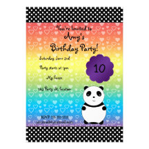 Invitación linda del cumpleaños del oso de panda