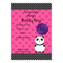 Invitación linda del cumpleaños del oso de panda