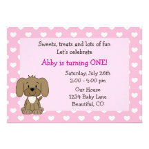 Invitación linda del cumpleaños del perro de perri