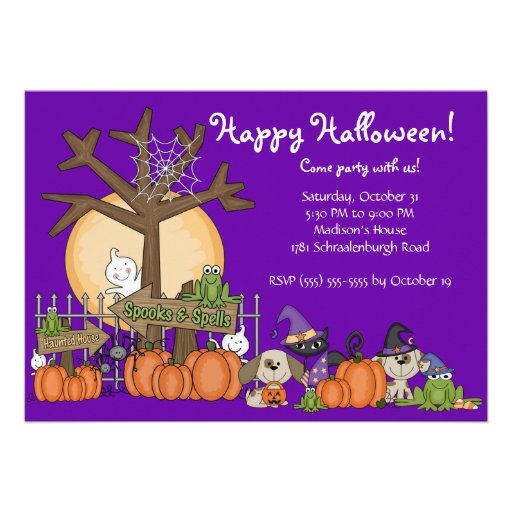 Invitación linda del fiesta del feliz Halloween pa