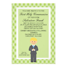 Invitación linda del muchacho de la comunión de la